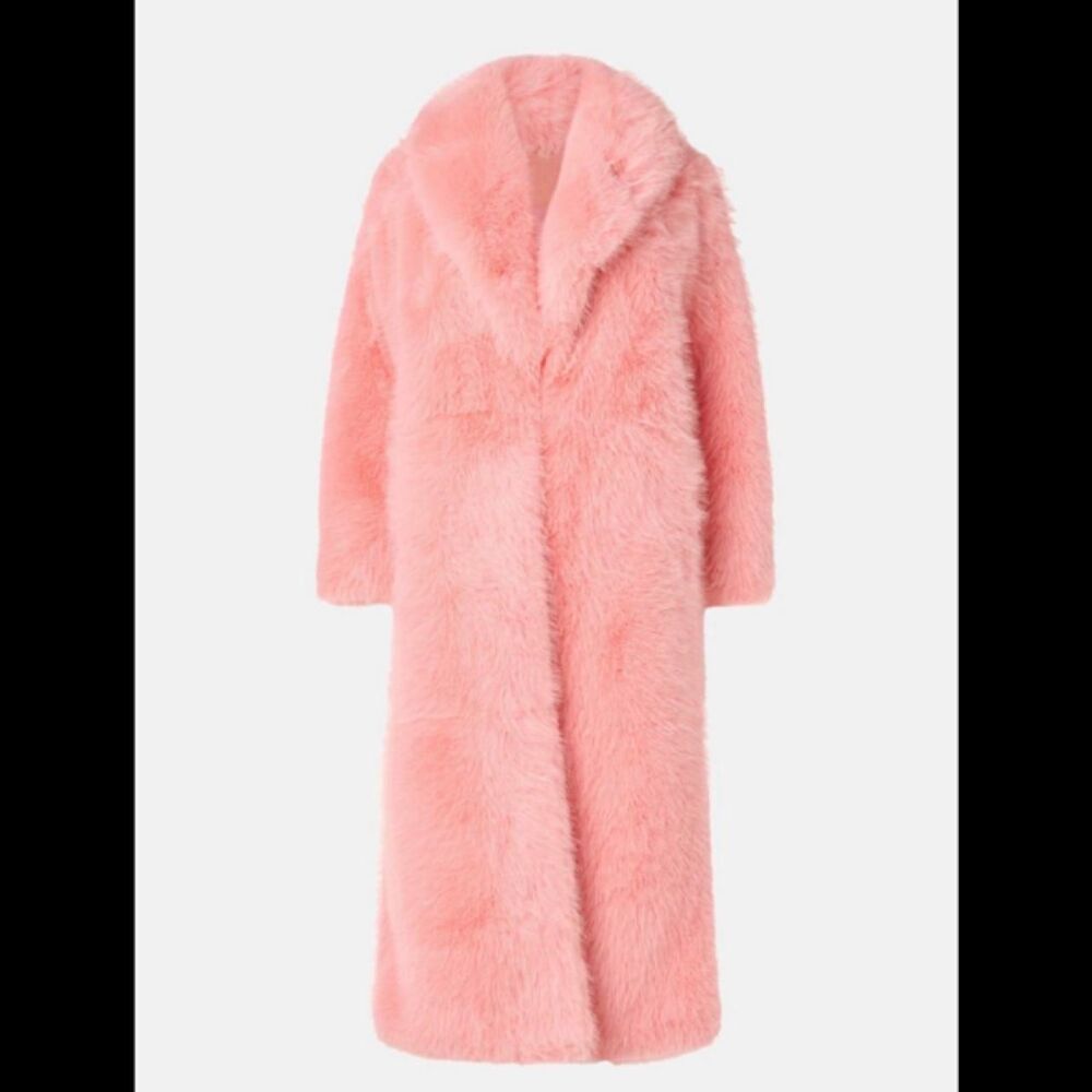 Prabal Gurung pink faux fur coat in XS